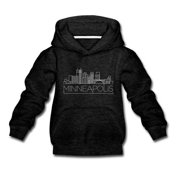 Minneapolis, Minnesota Youth Hoodie - Skyline Youth Minneapolis Hooded Sweatshirt - charcoal gray