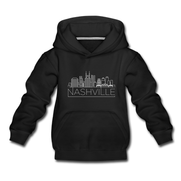 Nashville, Tennessee Youth Hoodie - Skyline Youth Nashville Hooded Sweatshirt - black