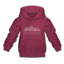 Nashville, Tennessee Youth Hoodie - Skyline Youth Nashville Hooded Sweatshirt - burgundy