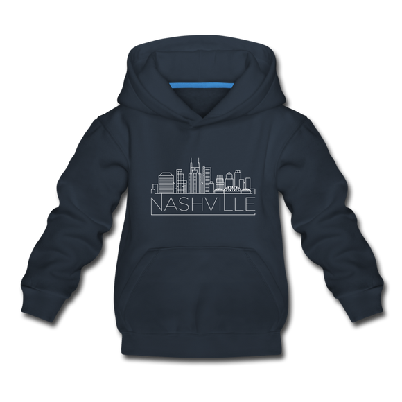 Nashville, Tennessee Youth Hoodie - Skyline Youth Nashville Hooded Sweatshirt - navy