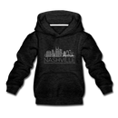 Nashville, Tennessee Youth Hoodie - Skyline Youth Nashville Hooded Sweatshirt - charcoal gray
