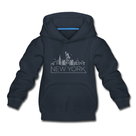 New York Youth Hoodie - Skyline Youth New York Hooded Sweatshirt - navy