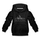 New York Youth Hoodie - Skyline Youth New York Hooded Sweatshirt - charcoal gray