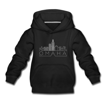 Omaha, Nebraska Youth Hoodie - Skyline Youth Omaha Hooded Sweatshirt - black