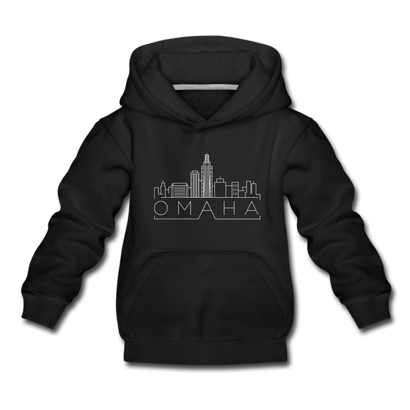 Omaha, Nebraska Youth Hoodie - Skyline Youth Omaha Hooded Sweatshirt - black