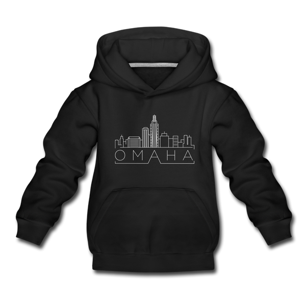 Omaha, Nebraska Youth Hoodie - Skyline Youth Omaha Hooded Sweatshirt - black