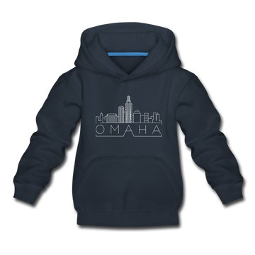 Omaha, Nebraska Youth Hoodie - Skyline Youth Omaha Hooded Sweatshirt - navy
