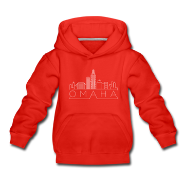 Omaha, Nebraska Youth Hoodie - Skyline Youth Omaha Hooded Sweatshirt - red