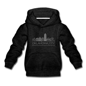 Oklahoma City, Oklahoma Youth Hoodie - Skyline Youth Oklahoma City Hooded Sweatshirt - charcoal gray