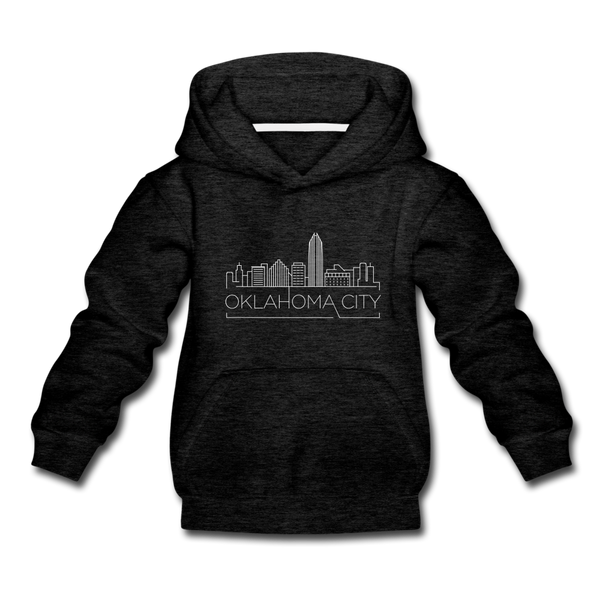 Oklahoma City, Oklahoma Youth Hoodie - Skyline Youth Oklahoma City Hooded Sweatshirt - charcoal gray