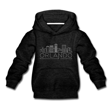 Orlando, Florida Youth Hoodie - Skyline Youth Orlando Hooded Sweatshirt - charcoal gray