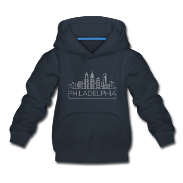 Philadelphia, Pennsylvania Youth Hoodie - Skyline Youth Philadelphia Hooded Sweatshirt - navy