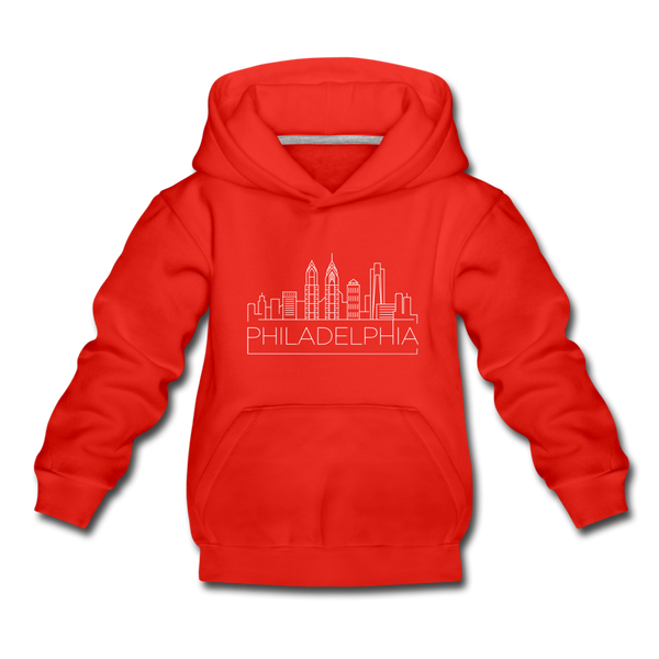 Philadelphia, Pennsylvania Youth Hoodie - Skyline Youth Philadelphia Hooded Sweatshirt - red