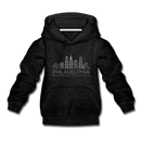 Philadelphia, Pennsylvania Youth Hoodie - Skyline Youth Philadelphia Hooded Sweatshirt - charcoal gray