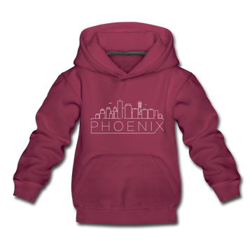 Phoenix, Arizona Youth Hoodie - Skyline Youth Phoenix Hooded Sweatshirt - burgundy