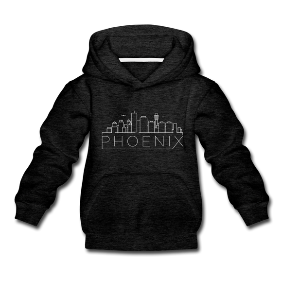 Phoenix, Arizona Youth Hoodie - Skyline Youth Phoenix Hooded Sweatshirt - charcoal gray