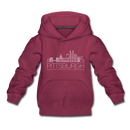 Pittsburgh, Pennsylvania Youth Hoodie - Skyline Youth Pittsburgh Hooded Sweatshirt - burgundy