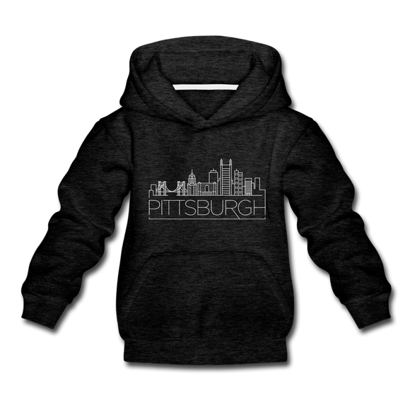 Pittsburgh, Pennsylvania Youth Hoodie - Skyline Youth Pittsburgh Hooded Sweatshirt - charcoal gray
