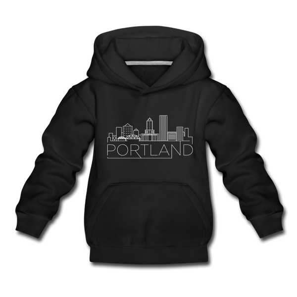 Portland, Oregon Youth Hoodie - Skyline Youth Portland Hooded Sweatshirt - black