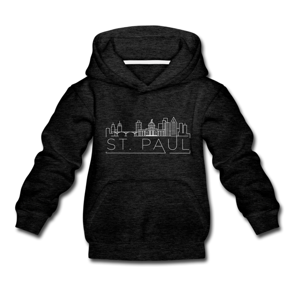 Saint Paul, Minnesota Youth Hoodie - Skyline Youth Saint Paul Hooded Sweatshirt - charcoal gray