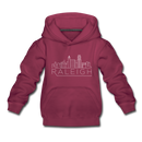 Raleigh, North Carolina Youth Hoodie - Skyline Youth Raleigh Hooded Sweatshirt - burgundy