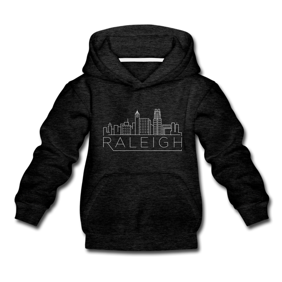 Raleigh, North Carolina Youth Hoodie - Skyline Youth Raleigh Hooded Sweatshirt - charcoal gray