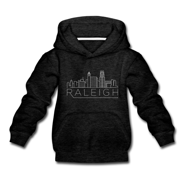 Raleigh, North Carolina Youth Hoodie - Skyline Youth Raleigh Hooded Sweatshirt - charcoal gray