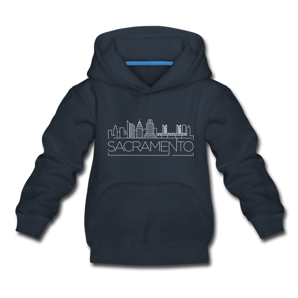 Sacramento, California Youth Hoodie - Skyline Youth Sacramento Hooded Sweatshirt - navy