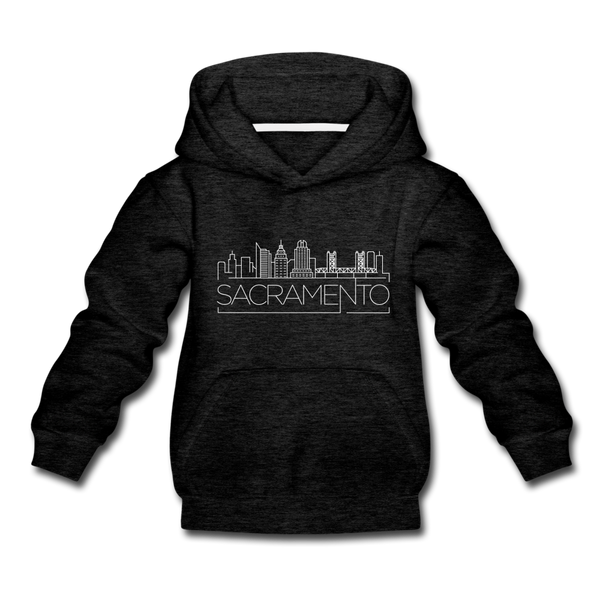 Sacramento, California Youth Hoodie - Skyline Youth Sacramento Hooded Sweatshirt - charcoal gray