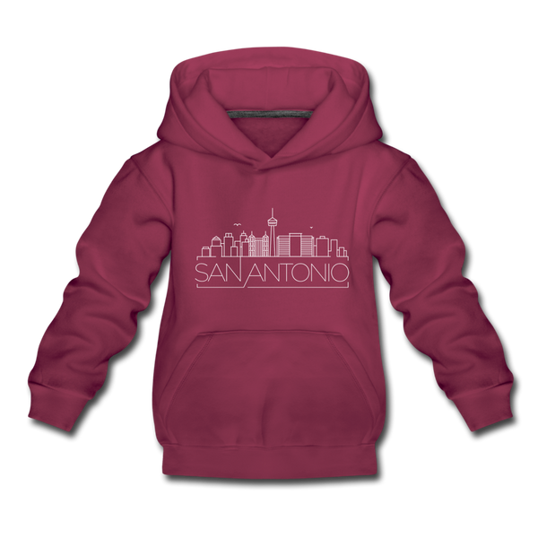 San Antonio, Texas Youth Hoodie - Skyline Youth San Antonio Hooded Sweatshirt - burgundy
