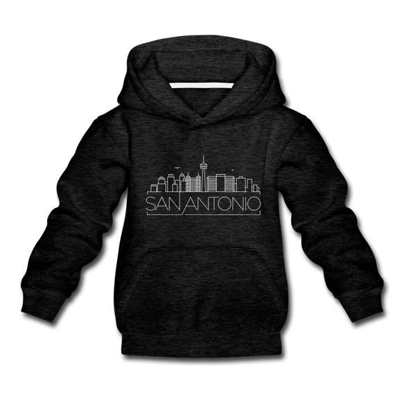 San Antonio, Texas Youth Hoodie - Skyline Youth San Antonio Hooded Sweatshirt - charcoal gray