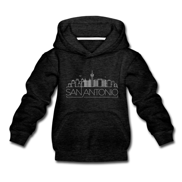 San Antonio, Texas Youth Hoodie - Skyline Youth San Antonio Hooded Sweatshirt - charcoal gray