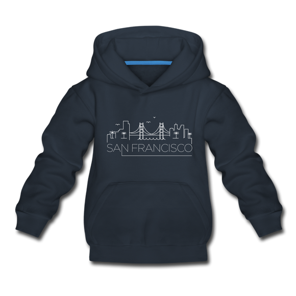 San Francisco, California Youth Hoodie - Skyline Youth San Francisco Hooded Sweatshirt - navy