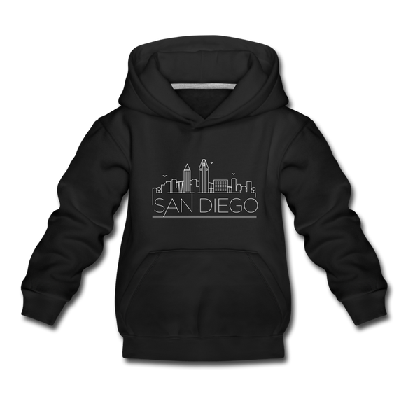 San Diego, California Youth Hoodie - Skyline Youth San Diego Hooded Sweatshirt - black