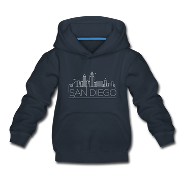 San Diego, California Youth Hoodie - Skyline Youth San Diego Hooded Sweatshirt - navy