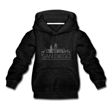 San Diego, California Youth Hoodie - Skyline Youth San Diego Hooded Sweatshirt - charcoal gray