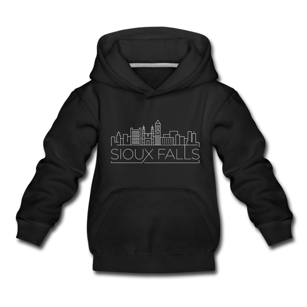 Sioux Falls, South Dakota Youth Hoodie - Skyline Youth Sioux Falls Hooded Sweatshirt - black