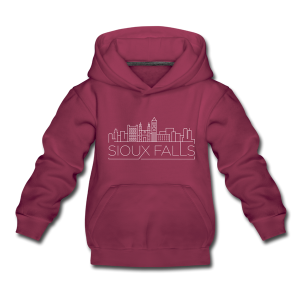 Sioux Falls, South Dakota Youth Hoodie - Skyline Youth Sioux Falls Hooded Sweatshirt - burgundy