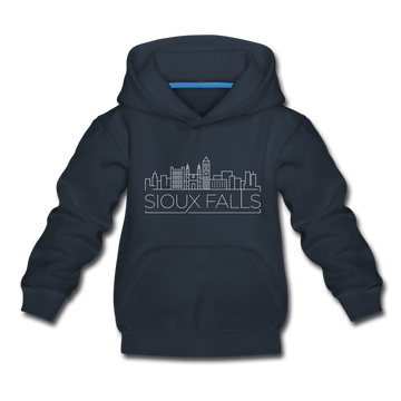 Sioux Falls, South Dakota Youth Hoodie - Skyline Youth Sioux Falls Hooded Sweatshirt - navy