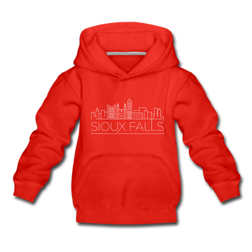 Sioux Falls, South Dakota Youth Hoodie - Skyline Youth Sioux Falls Hooded Sweatshirt - red