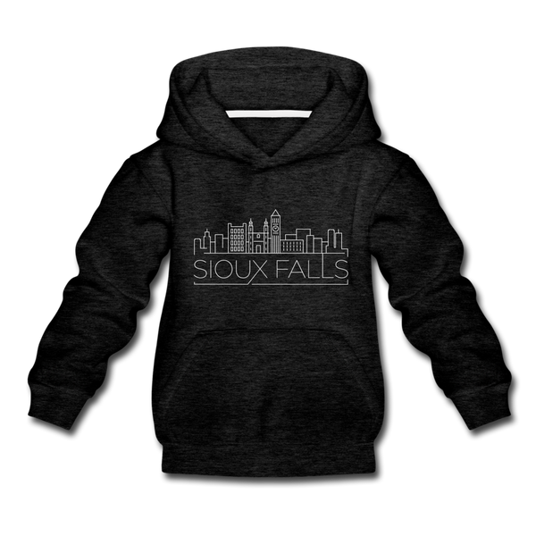 Sioux Falls, South Dakota Youth Hoodie - Skyline Youth Sioux Falls Hooded Sweatshirt - charcoal gray