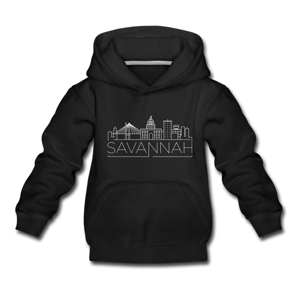 Savannah, Georgia Youth Hoodie - Skyline Youth Savannah Hooded Sweatshirt - black