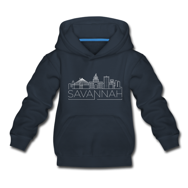 Savannah, Georgia Youth Hoodie - Skyline Youth Savannah Hooded Sweatshirt - navy
