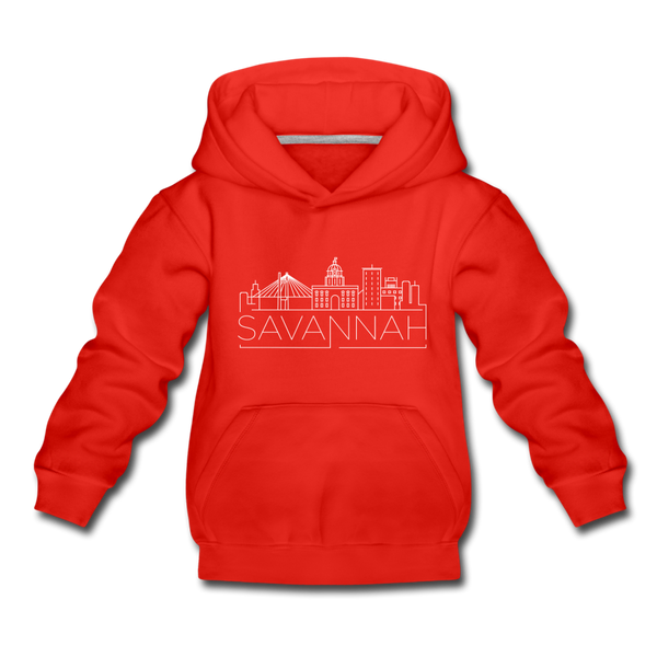 Savannah, Georgia Youth Hoodie - Skyline Youth Savannah Hooded Sweatshirt - red