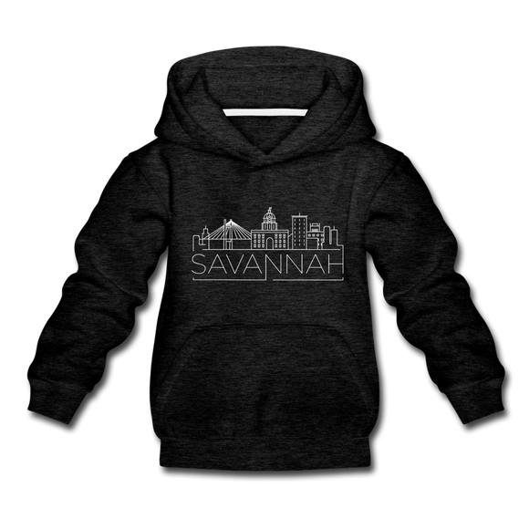 Savannah, Georgia Youth Hoodie - Skyline Youth Savannah Hooded Sweatshirt - charcoal gray