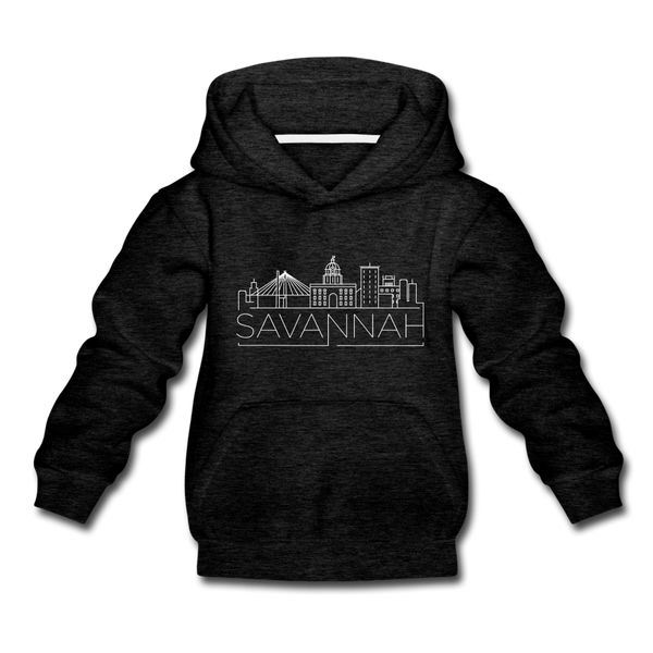 Savannah, Georgia Youth Hoodie - Skyline Youth Savannah Hooded Sweatshirt - charcoal gray