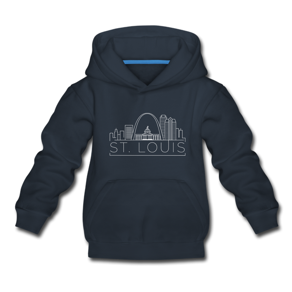 St. Louis, Missouri Youth Hoodie - Skyline Youth St. Louis Hooded Sweatshirt - navy