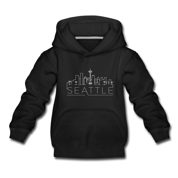 Seattle, Washington Youth Hoodie - Skyline Youth Seattle Hooded Sweatshirt - black