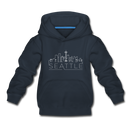 Seattle, Washington Youth Hoodie - Skyline Youth Seattle Hooded Sweatshirt - navy
