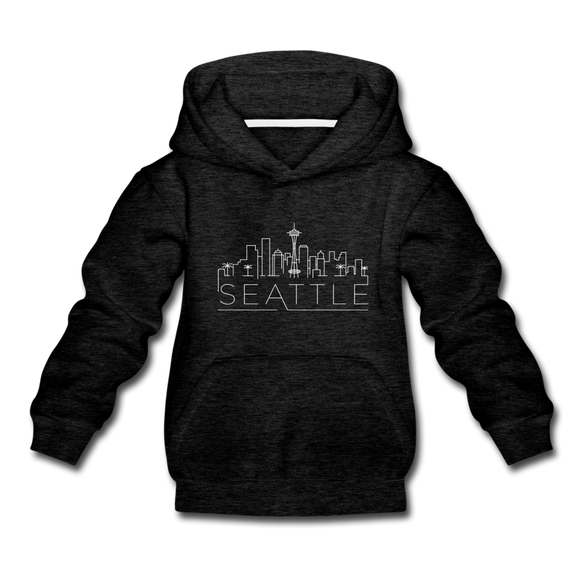 Seattle, Washington Youth Hoodie - Skyline Youth Seattle Hooded Sweatshirt - charcoal gray